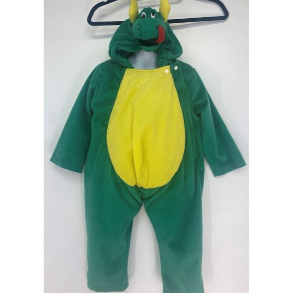 PLAYFUL PLUSH COZY & WARM DRAGON HOODED WINGED JUMPSUIT TODDLER COSTUME  2-4 - Picture 1 of 3